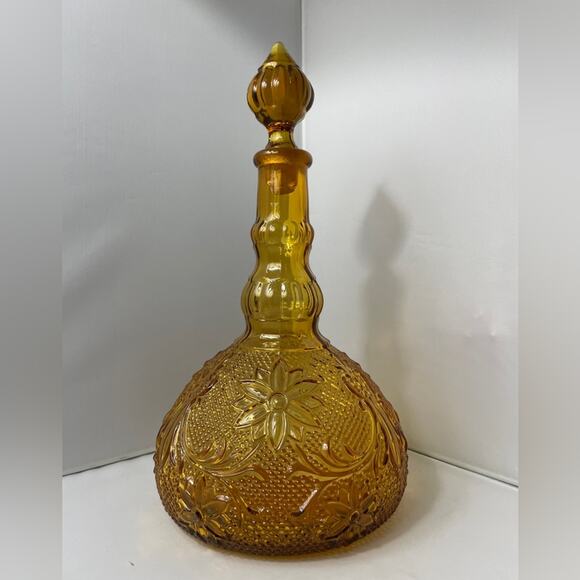 6pc Vintage Tiara Amber Decanter‎ & Wine Glass Set - Picture 3 of 15